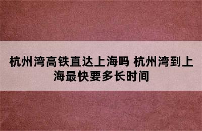 杭州湾高铁直达上海吗 杭州湾到上海最快要多长时间